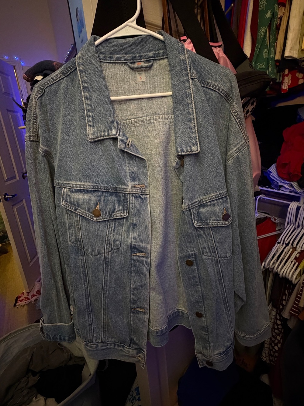 Light Blue Denim Jacket for Women - Classic Oversized Jean Coat